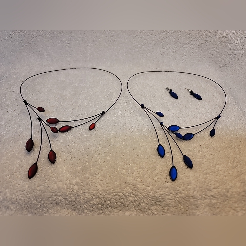 Kristina Collection Jewelry Leaves Memory Wire Bohemian Necklaces & Earrings